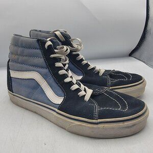 Vans Old Skool Mens 8.5 Blue Black Sneaker Shoes High Top Casual Comfort
